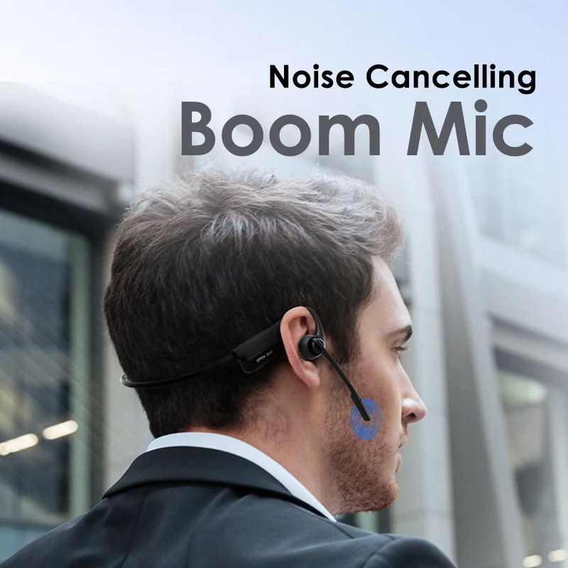NG EarSafe Comm 2.0 Open Ear Wireless Headphones with Noise Cancelling Boom Mic and Mute Button