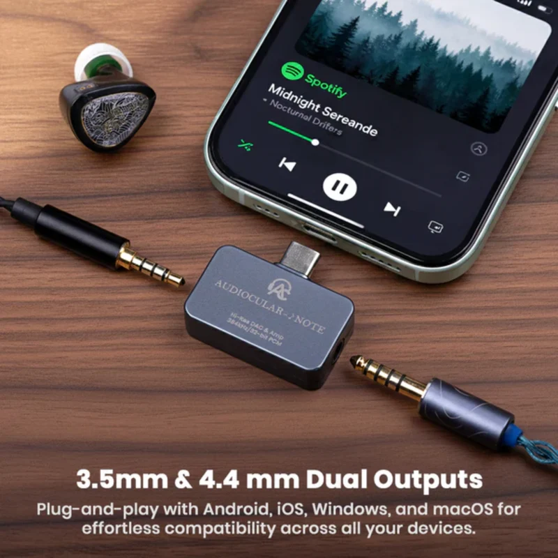 AUDIOCULAR Note Hi-Res Portable DAC Dongle KT02H20 DAC + OPA97220 AMP