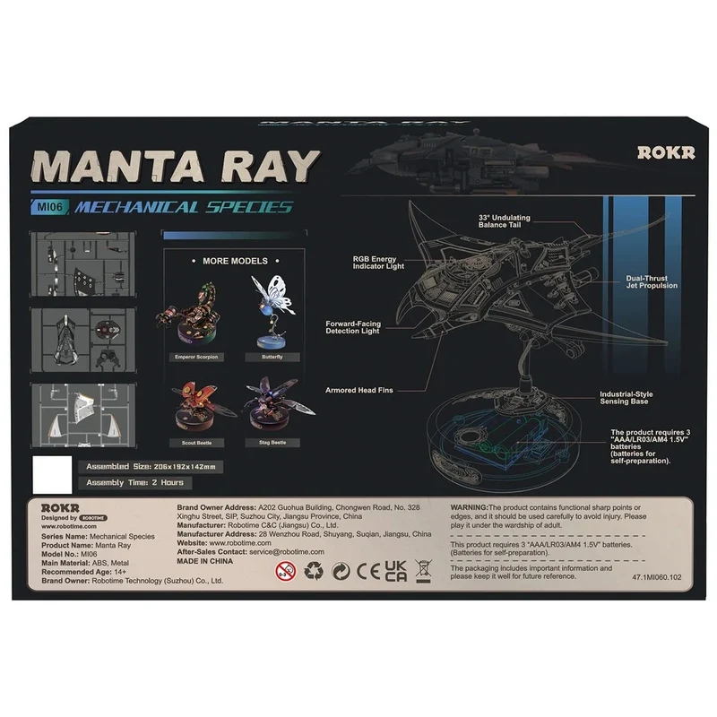 Kit de Construction Électronique 3D de Raie Manta Mécanique avec Éclairage