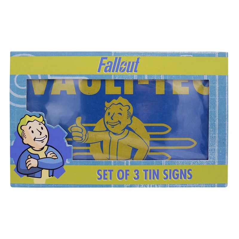 Fallout lot de 3 plaques en métal (Vault-Tec, Red Rocket, Nuka Cola)