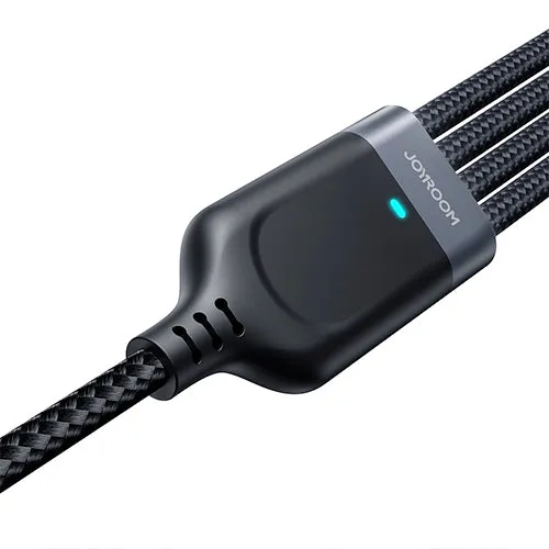 4IN1 USB-A USB CABLE - 2 X USB-C / LIGHTNING / MICRO FOR CHARGING AND DATA TRANSMISSION 1.2M JOYROOM S-1T4018A18 - BLACK