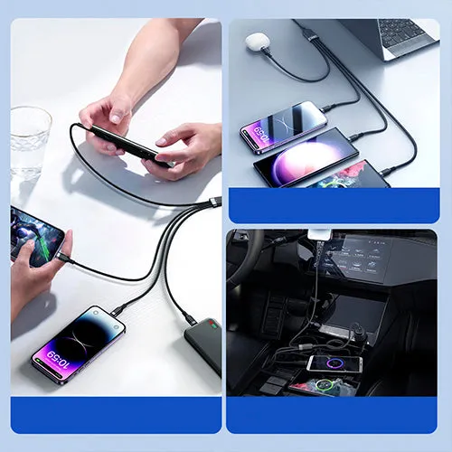 4IN1 USB-A USB CABLE - 2 X USB-C / LIGHTNING / MICRO FOR CHARGING AND DATA TRANSMISSION 1.2M JOYROOM S-1T4018A18 - BLACK
