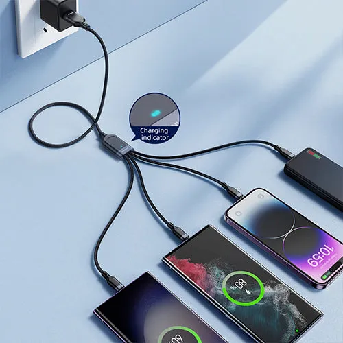 4IN1 USB-A USB CABLE - 2 X USB-C / LIGHTNING / MICRO FOR CHARGING AND DATA TRANSMISSION 1.2M JOYROOM S-1T4018A18 - BLACK