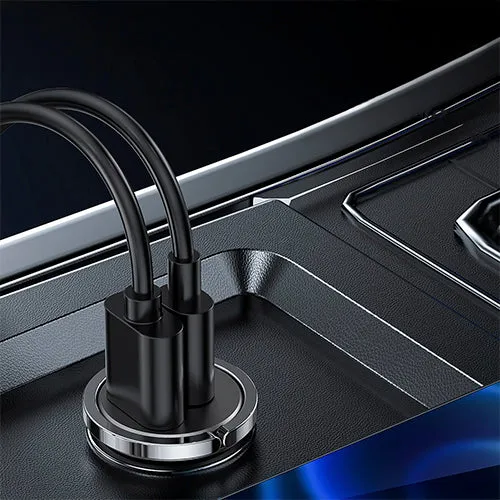 JOYROOM USB TYPE C / USB FAST CAR CHARGER 45 W 5 A POWER DELIVERY QUICK CHARGE 3.0 AFC SCP GRAY C-A35