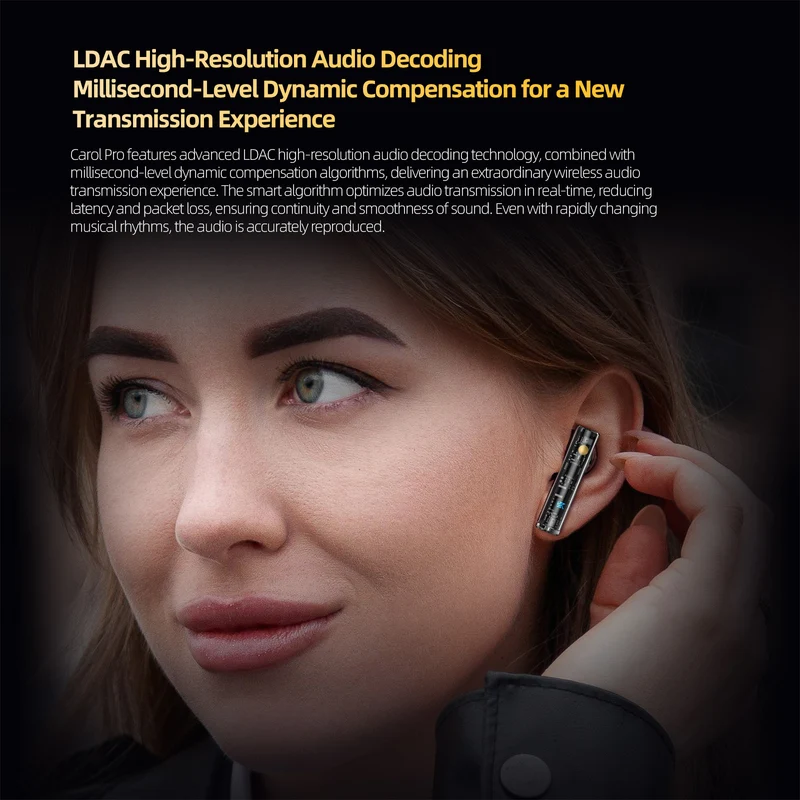 【KZ Carol Pro】True Wireless Earbuds, Bluetooth 5.4 HiFi Deep Bass Stereo Headphones, Active Noise Cancelling