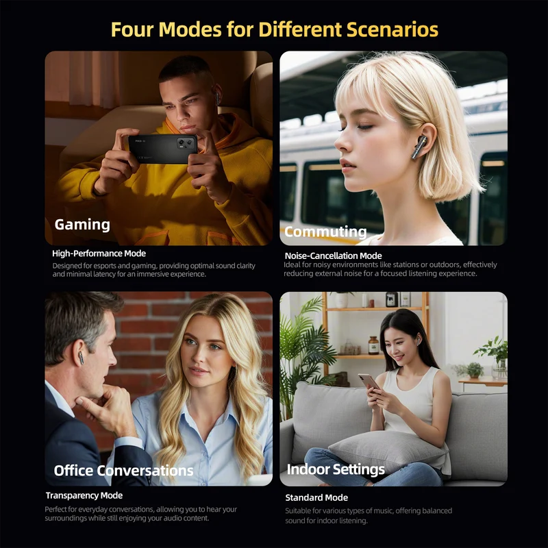 【KZ Carol Pro】True Wireless Earbuds, Bluetooth 5.4 HiFi Deep Bass Stereo Headphones, Active Noise Cancelling
