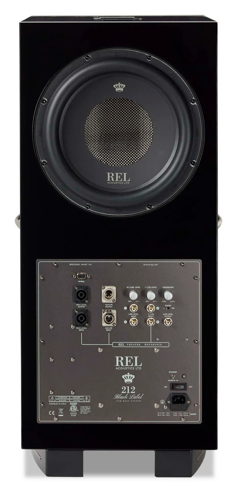 REL 212 Black Label | Caisson de basses 1000 watts avec 2 HP de 12'' à l'avant