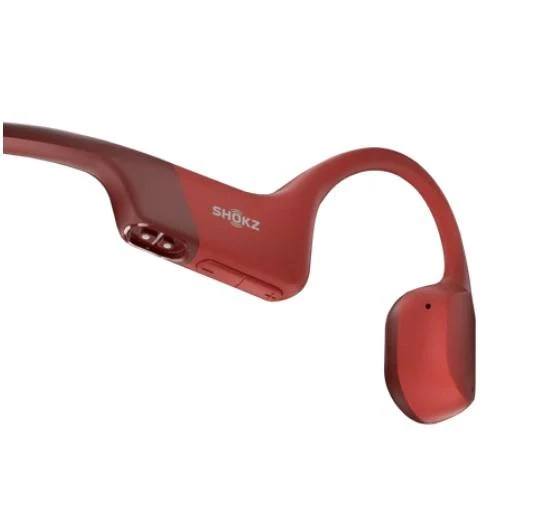 SHOKZ OpenRun | Casque ouvert à conduction osseuse - Sport - Bluetooth - 8 heures d'autonomie - Rouge