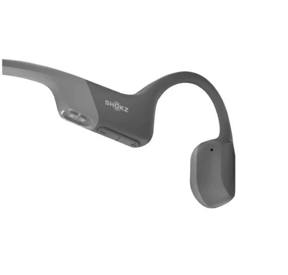 SHOKZ OpenRun | Casque d'écoute à écouteurs ouverts à conduction osseuse - Sport - Bluetooth - 8 heures d'autonomie - Gris