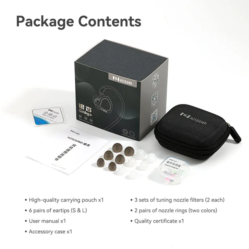 【HZSOUND GINKGO】Dual-Driver HiFi Earphones, PVD-coated Composite Diaphragm Piezoelectric Ceramic Driver