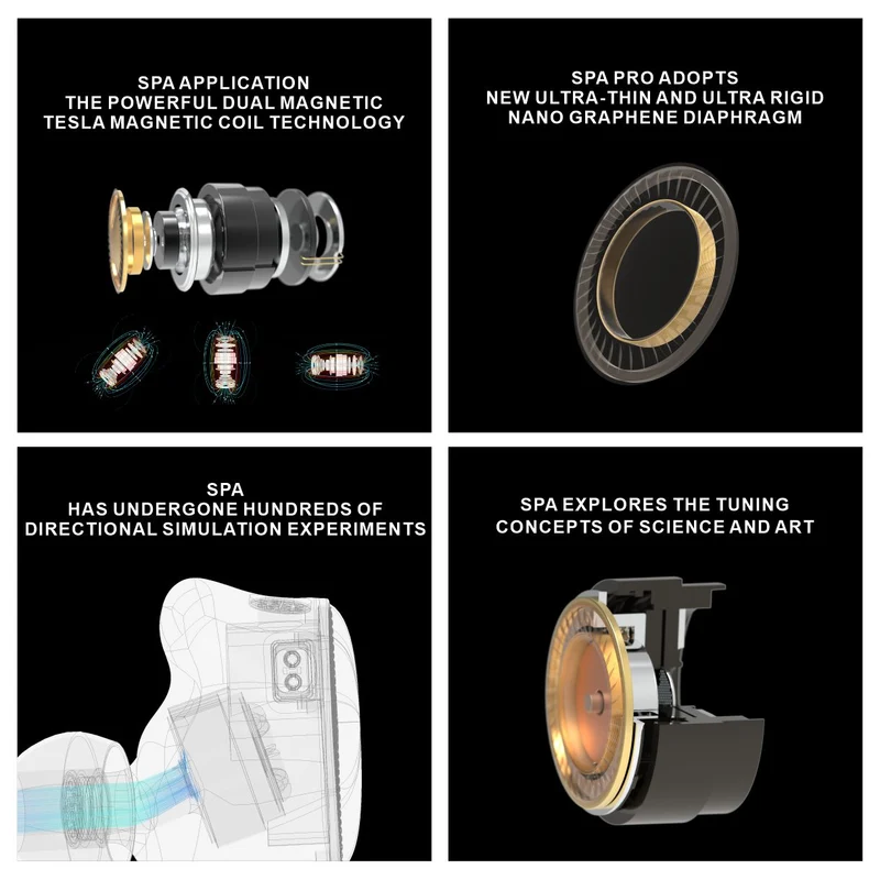 【EarAcoustic Audio SPA-Pro】11.4mm Graphene Diaphragm Dual Magnetic Circuit DD IEM Headphones Earbuds