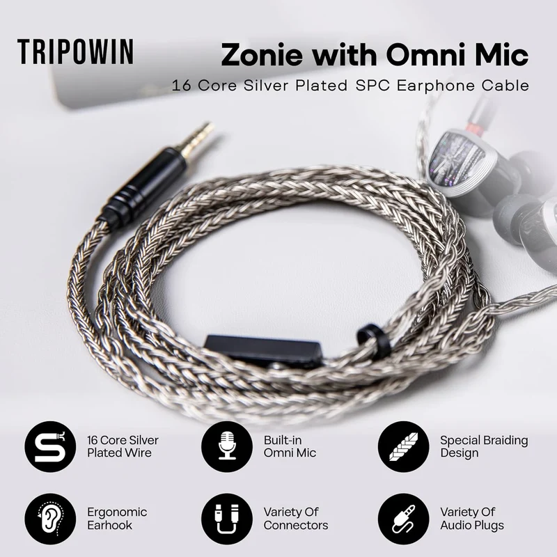 TRIPOWIN Zonie Upgrade Cable With Microphone For IEMS