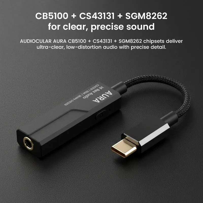AUDIOCULAR AURA Hi-Res Portable DAC Dongle CS43131 + SGM8262 Amp