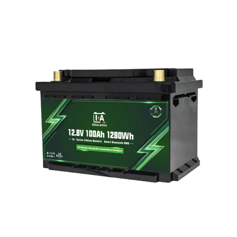 Batterie Lithium LiFePO4 12.8V 100Ah (1280Wh) IDEALAKKU IA-12-100-MINI – Bluetooth & BMS