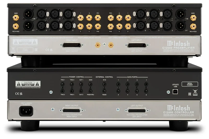 McIntosh C12000 - Préamplificateur stéréo section audio/contrôle séparées, 2 entrées phonos