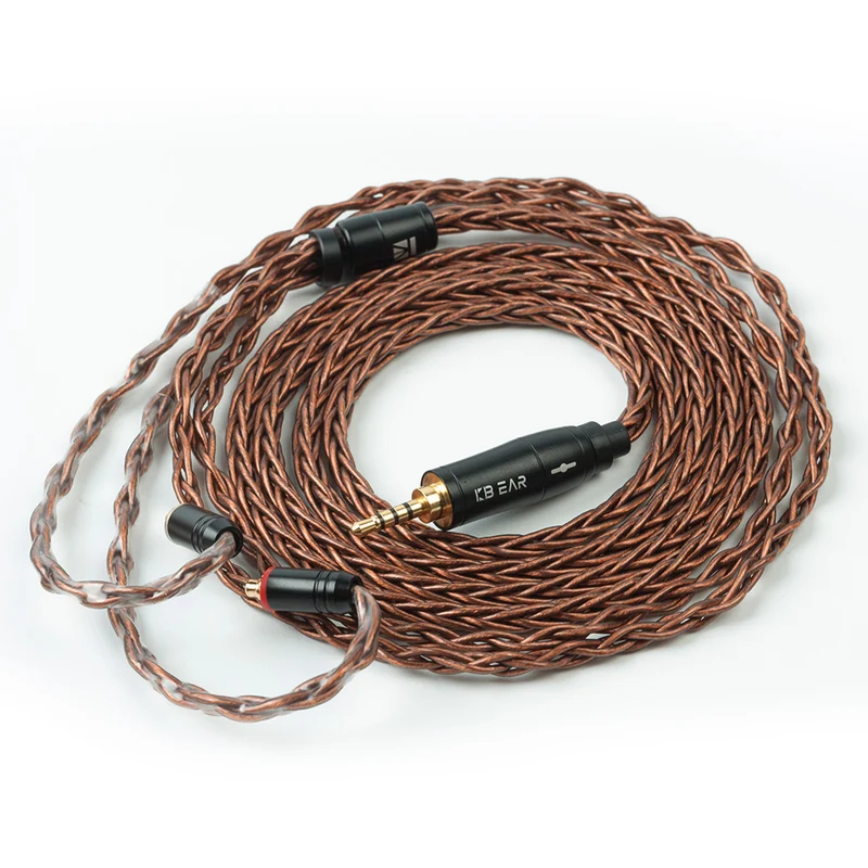 【KBEAR 4891——Clearance】8-Strand OFC 5N Upgraded Cables for HIFI IEM Earphones Brown, 1.2m Long