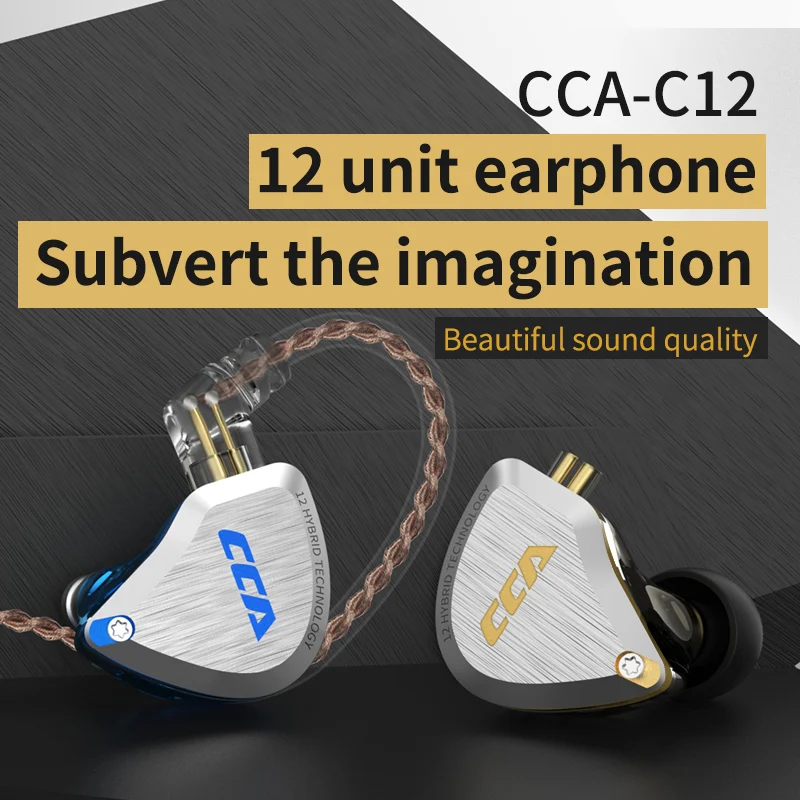 【CCA C12】5BA 1DD Hybrid HiFi IEM in Ear Monitor Headphones Noise Isolating Stereo Wired Earbuds