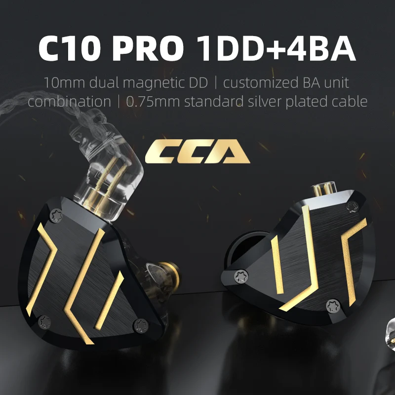 【CCA C10 Pro】1DD 4BA Hybrid 5 Drivers in-Ear Monitor Earphones IEM