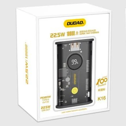 POWERBANK DUDAO 10000MAH 1XUSB-C / 1XUSB-A 22.5W PD BLACK K16