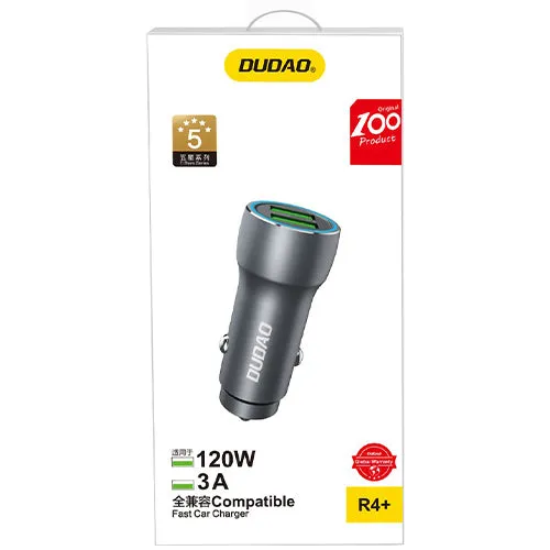 DUDAO 2 X USB 3A 18W GRAY R4+ FAST CAR CHARGER