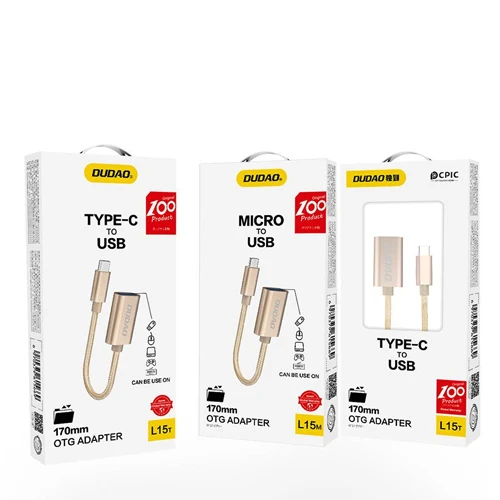 DUDAO OTG USB 2.0 TO USB TYPE C ADAPTER CABLE GRAY L15T