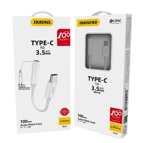 DUDAO AUDIO ADAPTER HEADPHONE ADAPTER FROM USB TYPE C TO MINI JACK 3.5 MM WHITE L16CPRO WHITE
