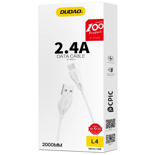 DUDAO CABLE MICRO USB CABLE 2.4A 2M WHITE L4M 2M WHITE