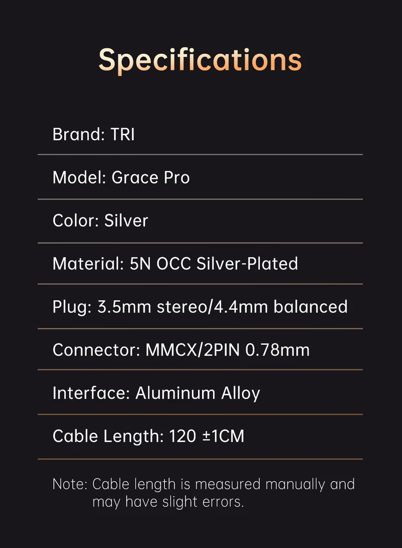 【TRI Grace Pro】2 Strands 612-Core 5N OCC Silver-Plated Upgraded Cable for IEM Earphones