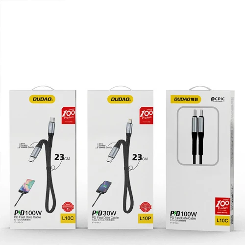 DUDAO L10P USB TYPE C - LIGHTNING PD20W 0.23M BLACK L10P