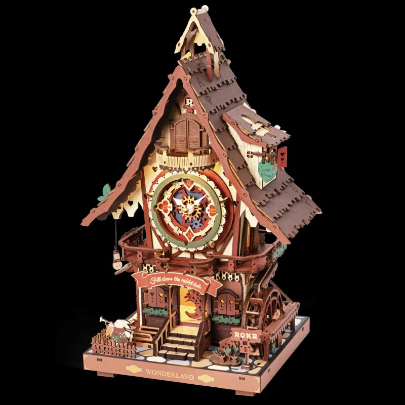 Kit de Construction Horloge à Coucou Alice au Pays des Merveilles en Bois