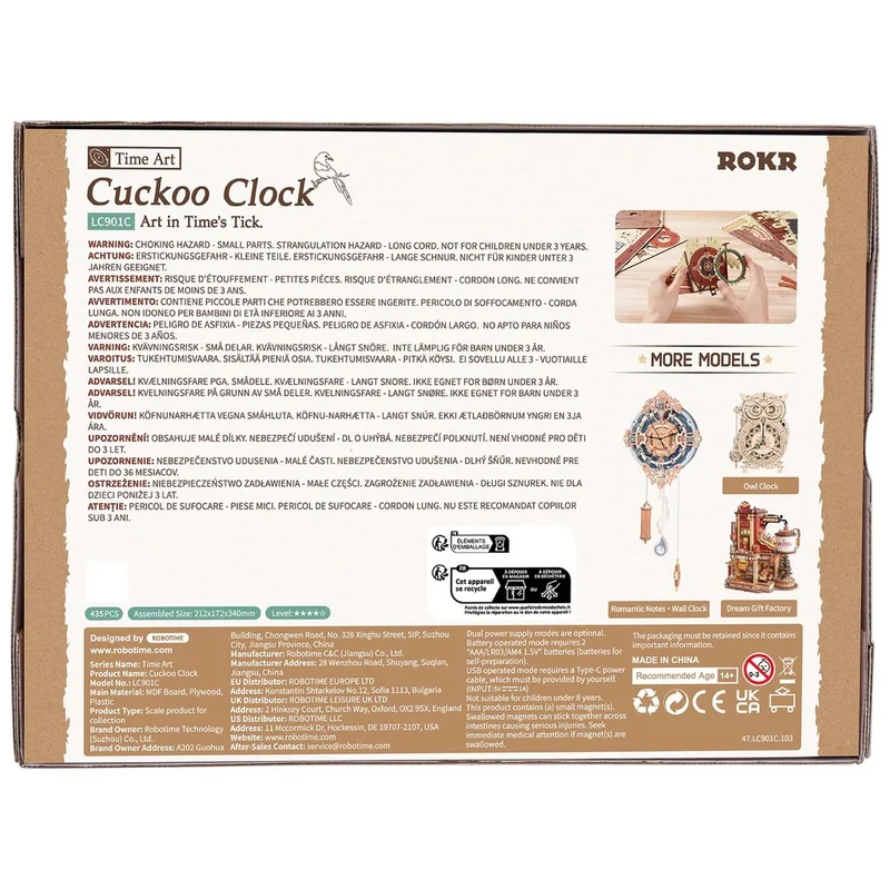 Kit de Construction Horloge à Coucou Alice au Pays des Merveilles en Bois