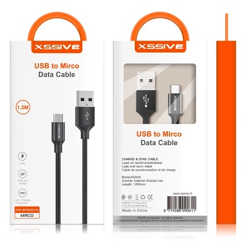 BRAIDED MICRO USB CABLE 1.2M XSSIVE