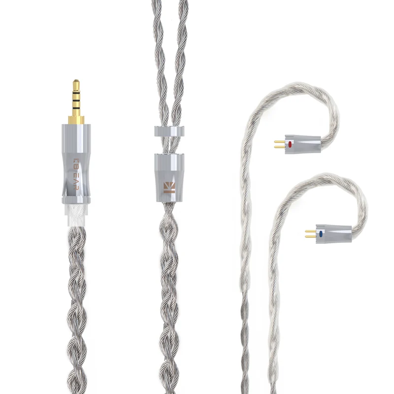 【KBEAR Chord】6N Graphene+4N OFC Silver-plated Mixedly Braided Upgrade Cable, 1.2m Long