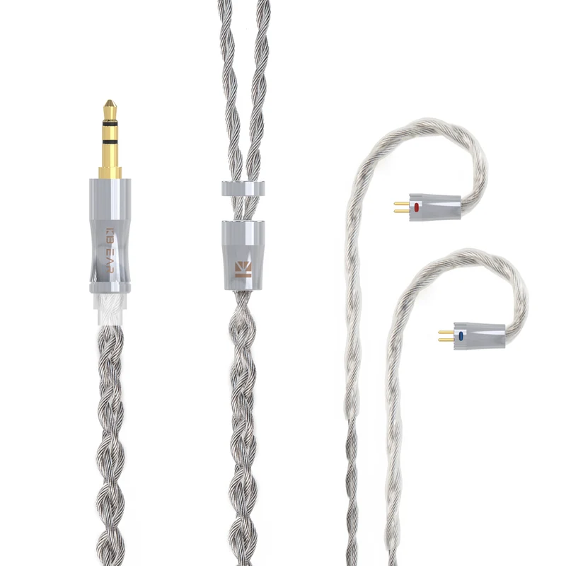 【KBEAR Chord】6N Graphene+4N OFC Silver-plated Mixedly Braided Upgrade Cable, 1.2m Long