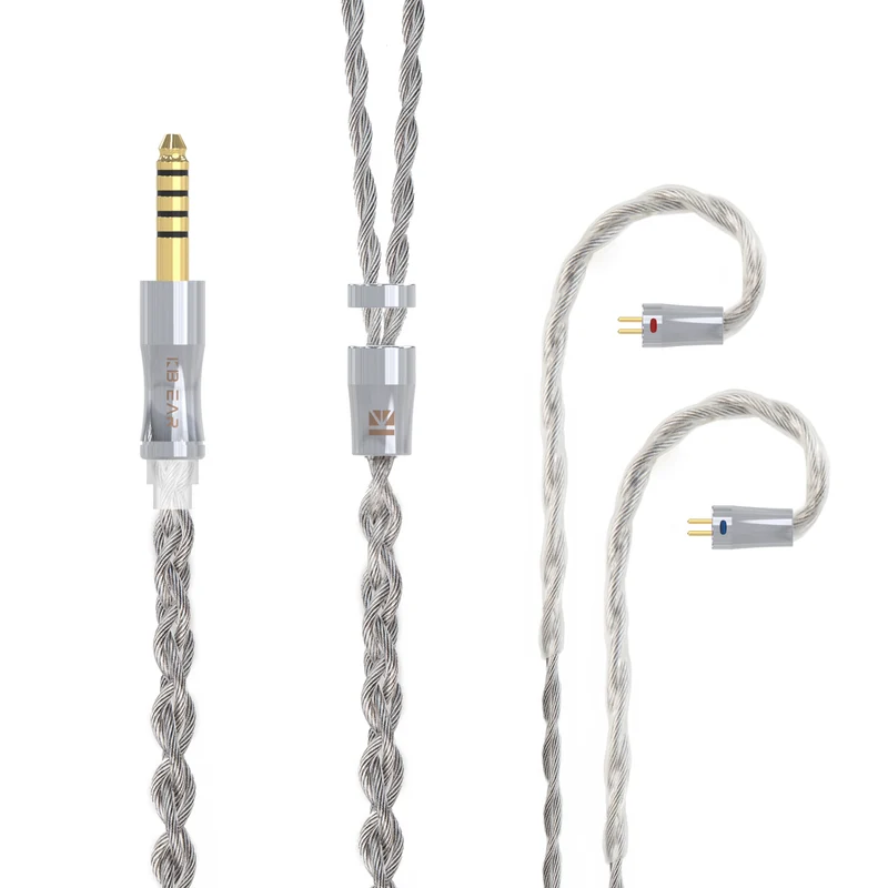 【KBEAR Chord】6N Graphene+4N OFC Silver-plated Mixedly Braided Upgrade Cable, 1.2m Long