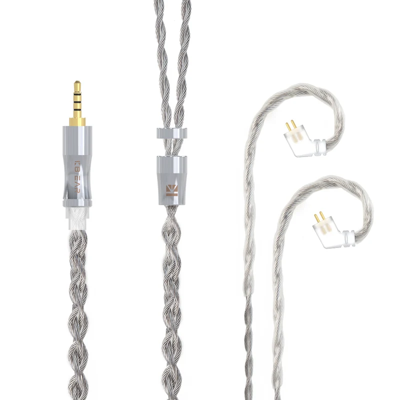 【KBEAR Chord】6N Graphene+4N OFC Silver-plated Mixedly Braided Upgrade Cable, 1.2m Long