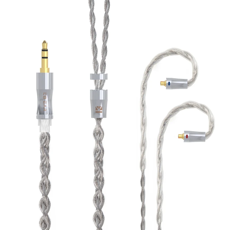 【KBEAR Chord】6N Graphene+4N OFC Silver-plated Mixedly Braided Upgrade Cable, 1.2m Long