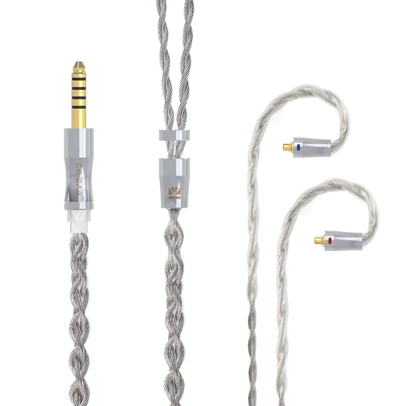 【KBEAR Chord】6N Graphene+4N OFC Silver-plated Mixedly Braided Upgrade Cable, 1.2m Long