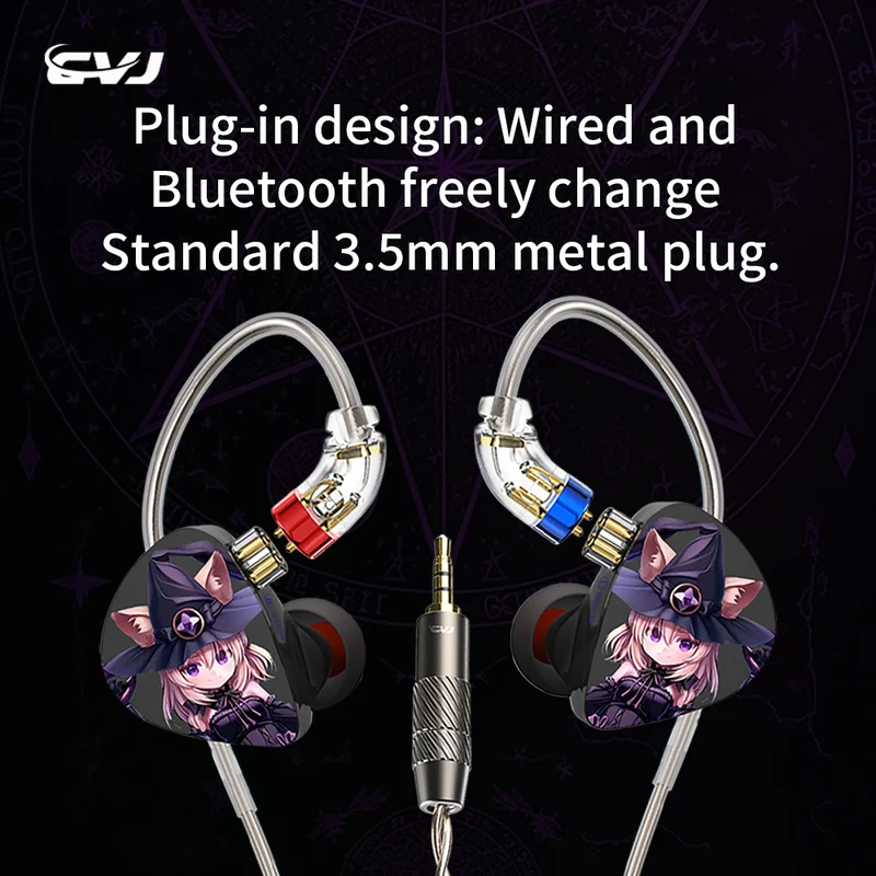 【CVJ Night Elf】 Dual-Channel Three-Unit in Ear Monitor Wired Earbuds with DLC Diamond Diaphragm IEM Earphones