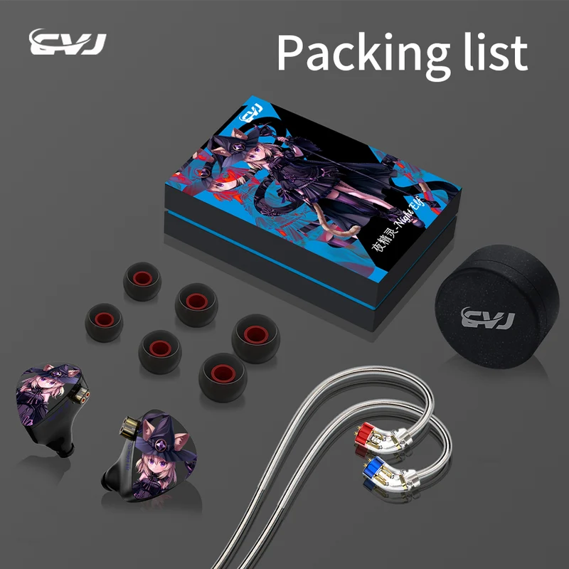 【CVJ Night Elf】 Dual-Channel Three-Unit in Ear Monitor Wired Earbuds with DLC Diamond Diaphragm IEM Earphones