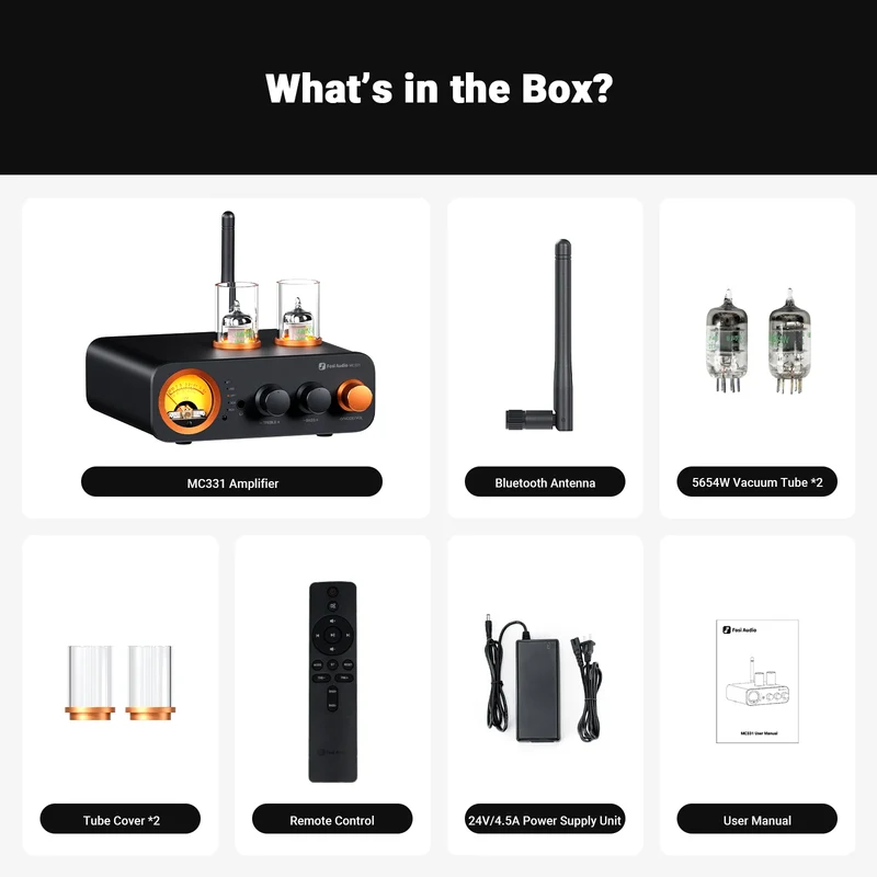 Fosi Audio MC331 2.1 Channel Tube Integrated Bluetooth Amplifier with DAC and VU Meter