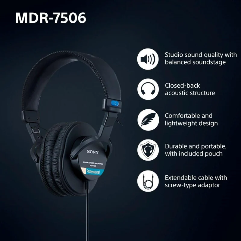 Sony MDR-7506 Closed Back Studio Headphones