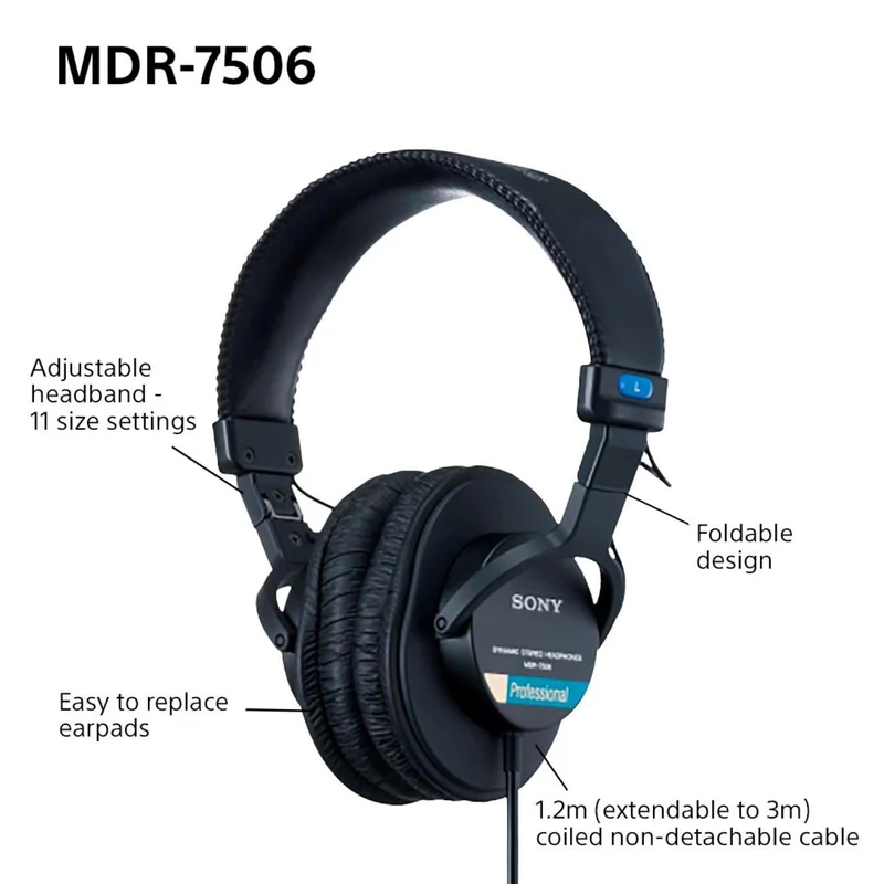 Sony MDR-7506 Closed Back Studio Headphones