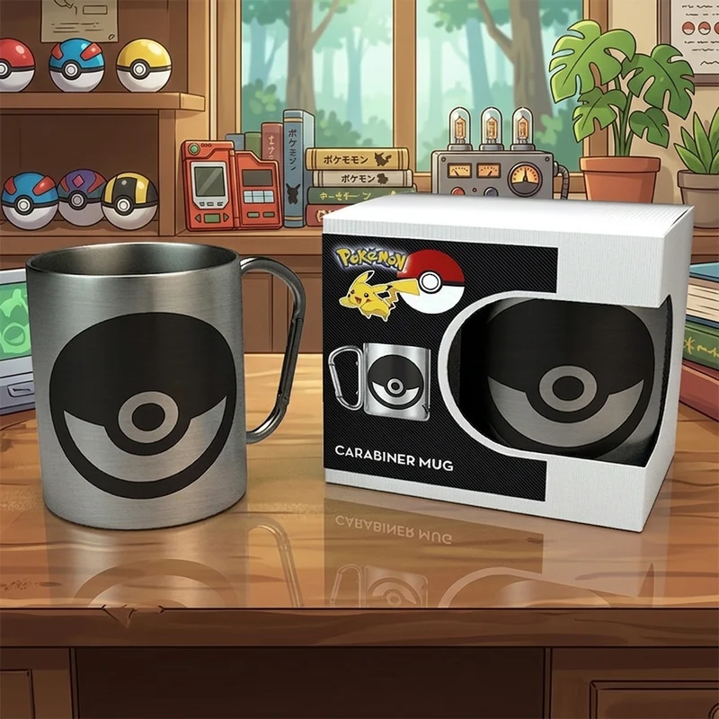 Tasse Pokémon Pokéball en Acier Inoxydable avec Mousqueton