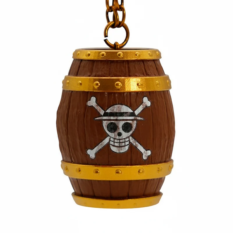 One Piece Porte-clés - Tonneau Pirate de l'Équipage du Chapeau de Paille