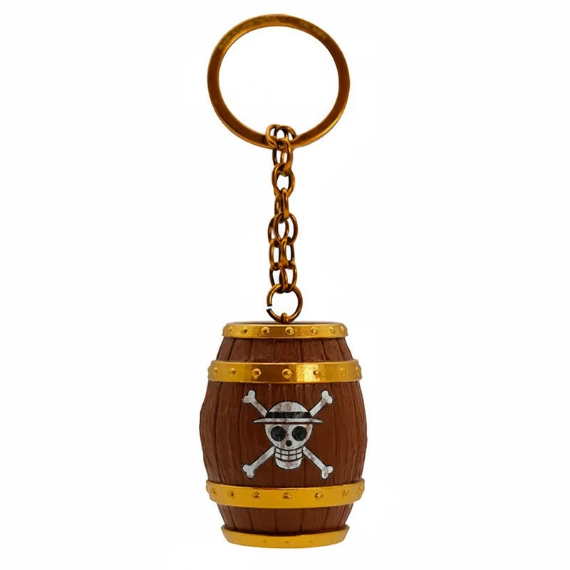 One Piece Porte-clés - Tonneau Pirate de l'Équipage du Chapeau de Paille