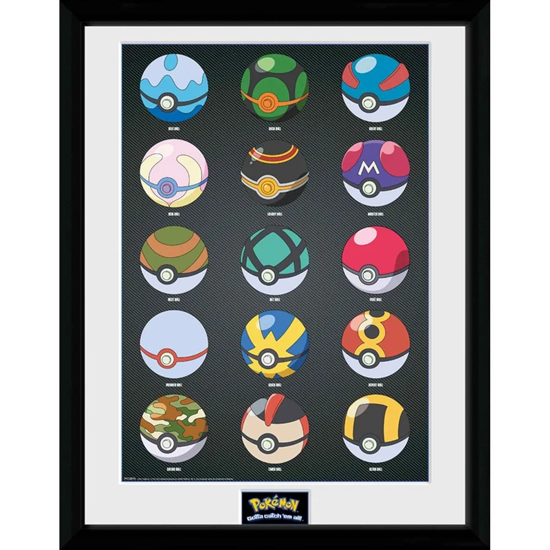 Pokémon Affiche d'Art Encadrée – Poké Balls