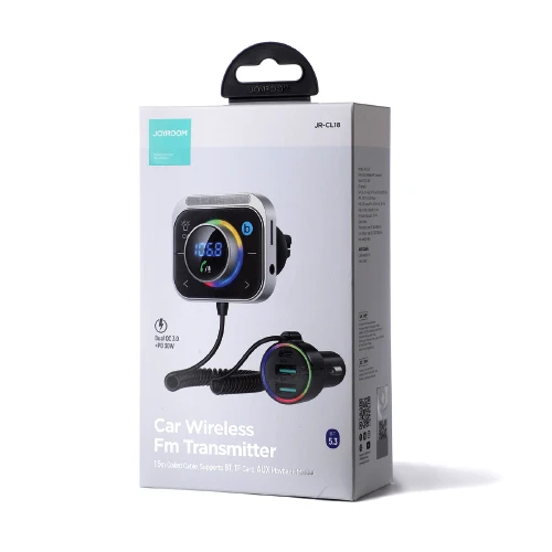 JOYROOM FM TRANSMITTER / 30W FAST CAR CHARGER 2XUSB-A / USB-C PD BLACK JR-CL18