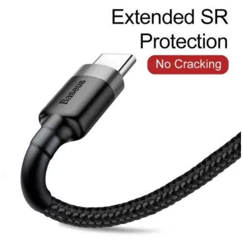BASEUS CAFULE CABLE DURABLE NYLON CORD USB /USB-C QC3.0 2A 2M BLACK-GRAY