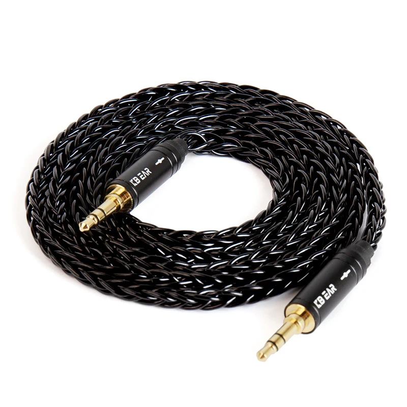 【KBEAR AUX08】4N 8 strands OFC Silver-Plated Hi-Fi AUX Cable 3.5MM, 1.2m Long